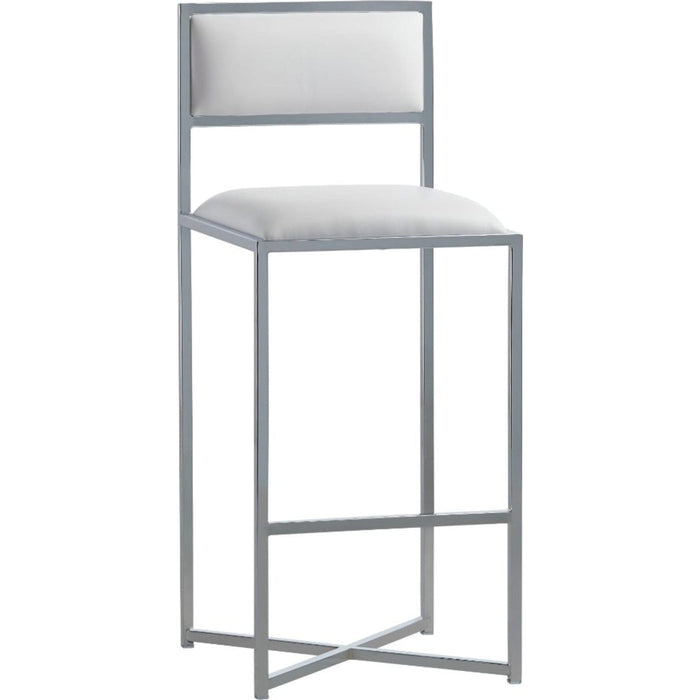 Set of 2 Amalfi X-Base bar stool in white leather