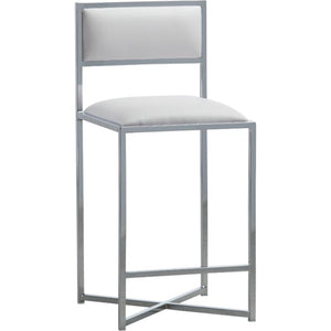 Set of 2 Amalfi X-Base bar stool in white leather