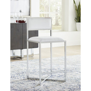 Set of 2 Amalfi X-Base bar stool in white leather