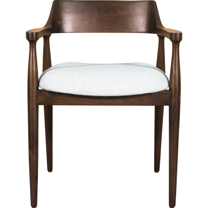 Aspen Solid Mango Wood Linen Upholstered Dining Arm Chairs