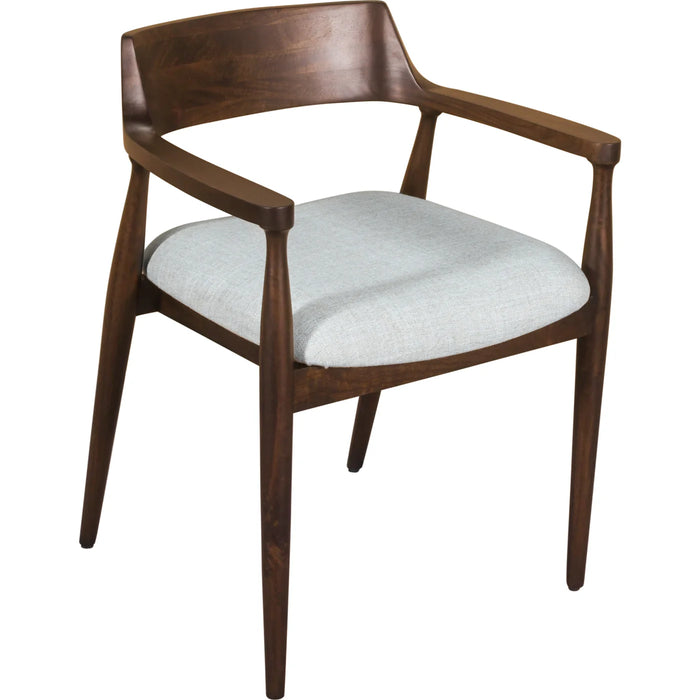 Aspen Solid Mango Wood Linen Upholstered Dining Arm Chairs