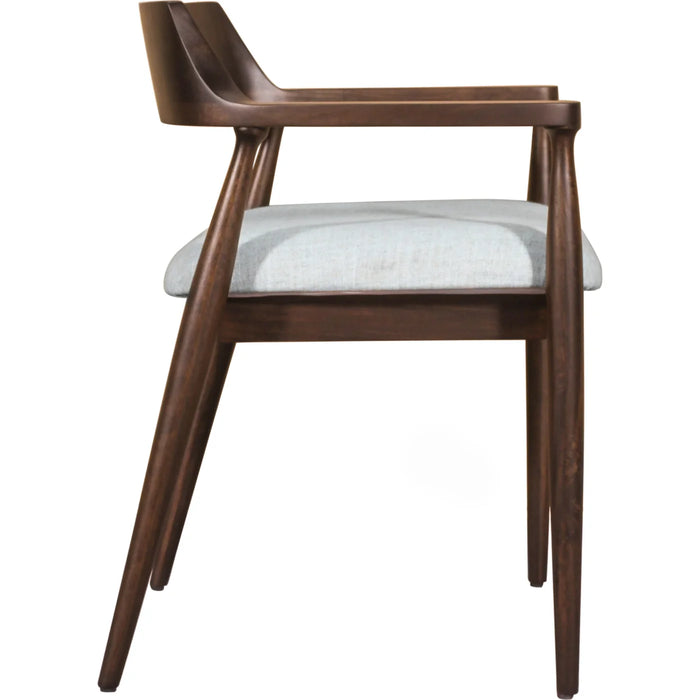 Aspen Solid Mango Wood Linen Upholstered Dining Arm Chairs