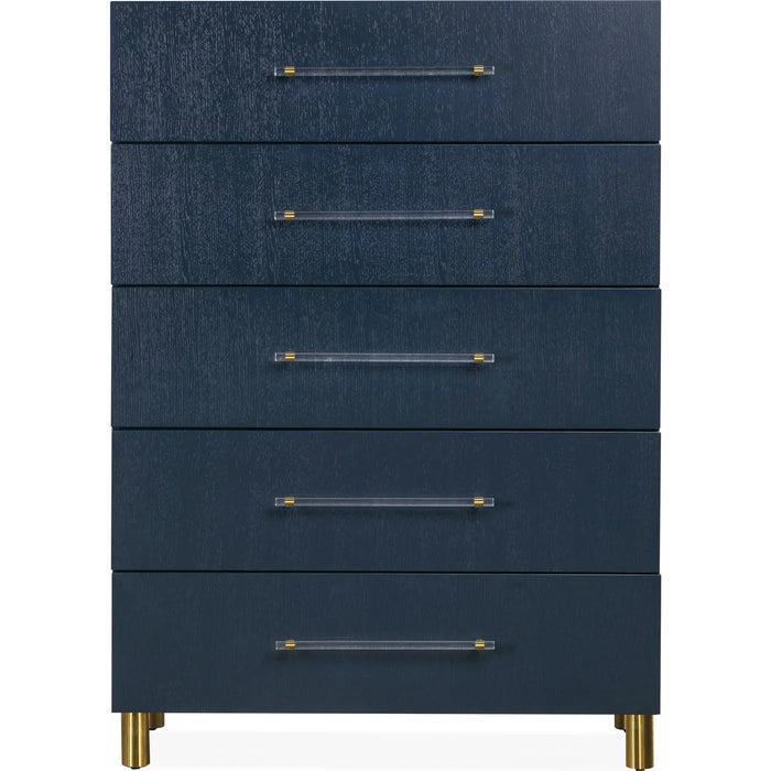 Prescott Navy Blue Oak & Brass Bedroom Set