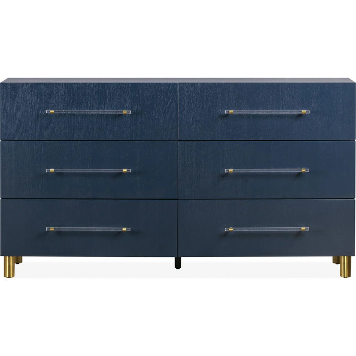 Prescott Navy Blue Oak & Brass Bedroom Set