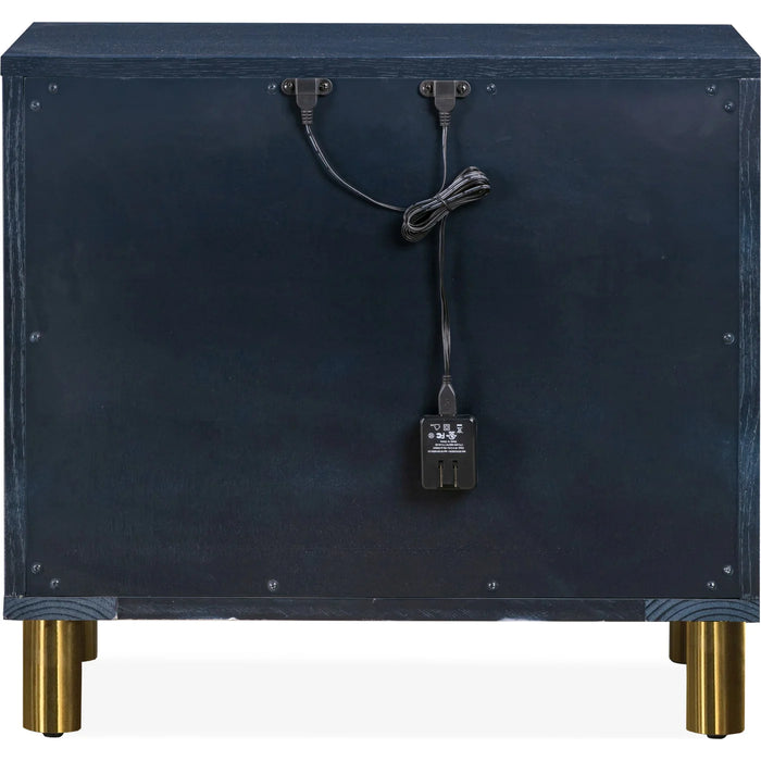 Prescott Navy Blue Oak & Brass Bedroom Set