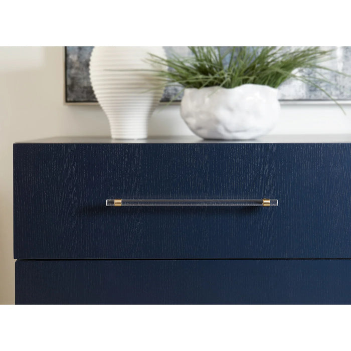 Prescott Navy Blue Oak & Brass Bedroom Set