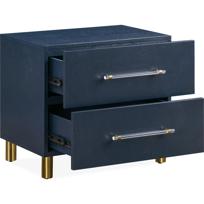 Prescott Navy Blue Oak & Brass Bedroom Set