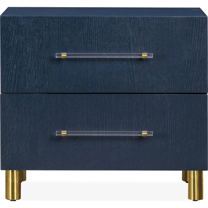 Prescott Navy Blue Oak & Brass Bedroom Set