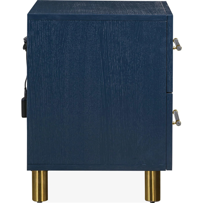 Prescott Navy Blue Oak & Brass Bedroom Set
