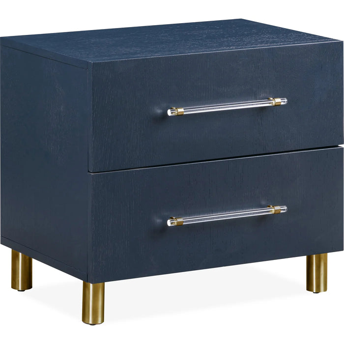 Prescott Navy Blue Oak & Brass Bedroom Set