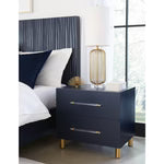 Prescott Navy Blue Oak & Brass Bedroom Set