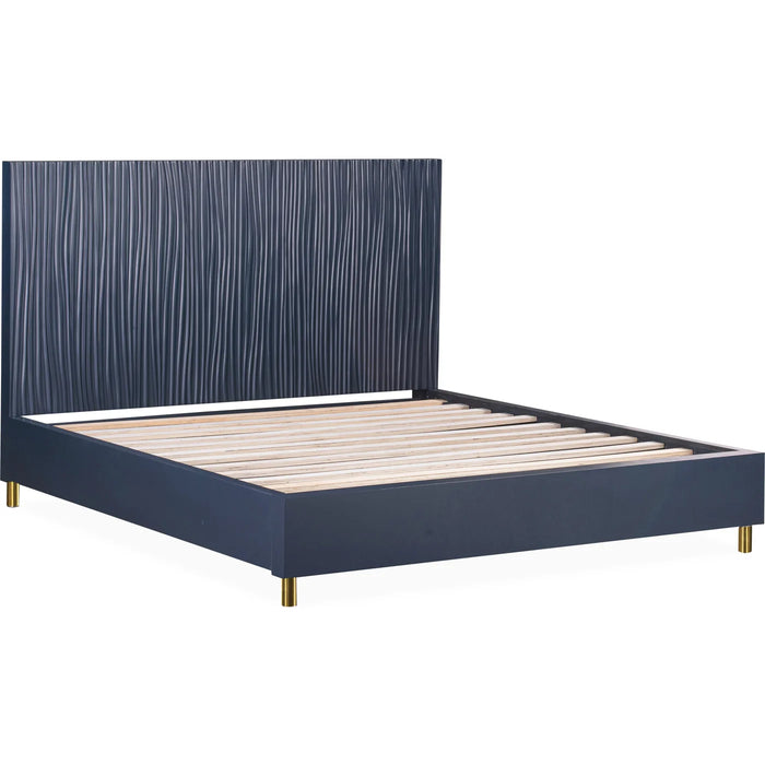 Prescott Navy Blue Oak & Brass Bedroom Set