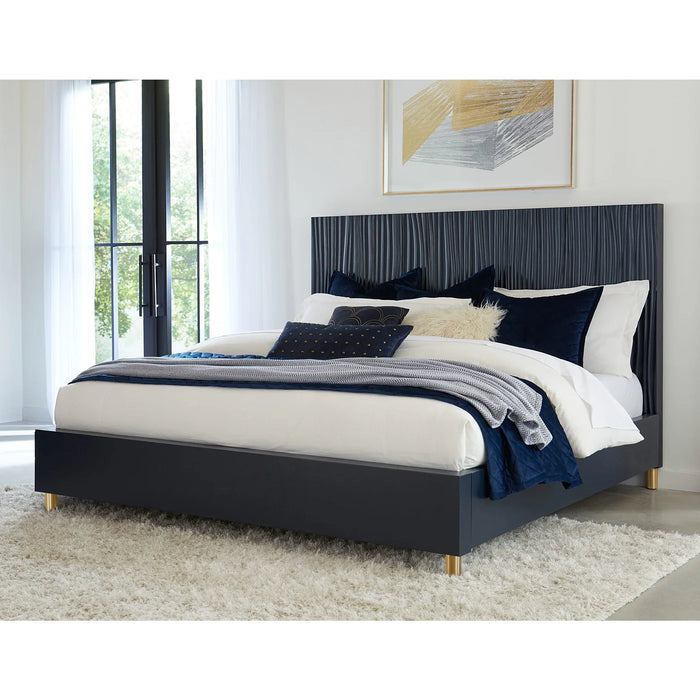Prescott Navy Blue Oak & Brass Bedroom Set