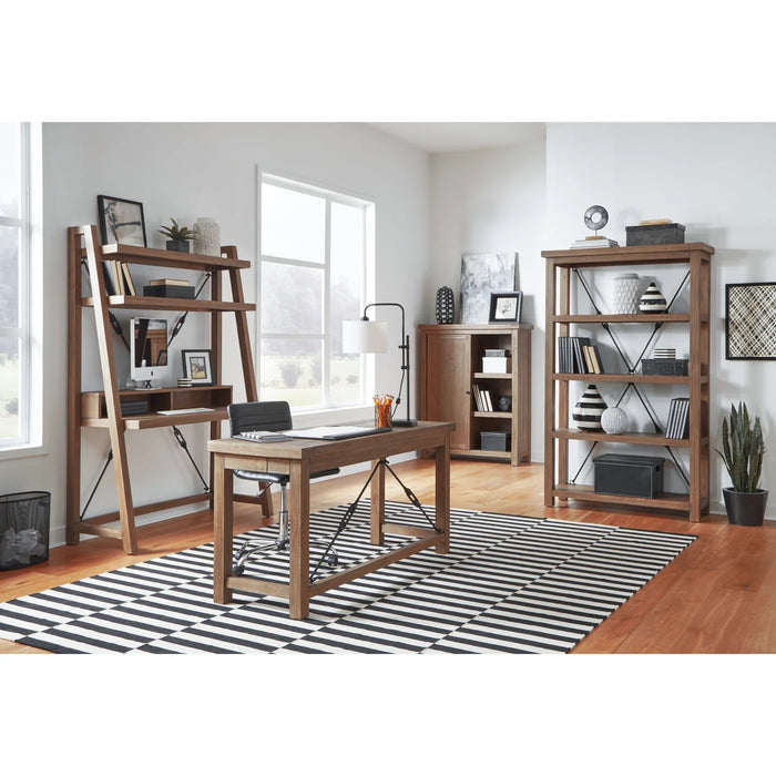 Monroe Farmhouse Office Desk with Sliding Doors & Roughhewn Wood