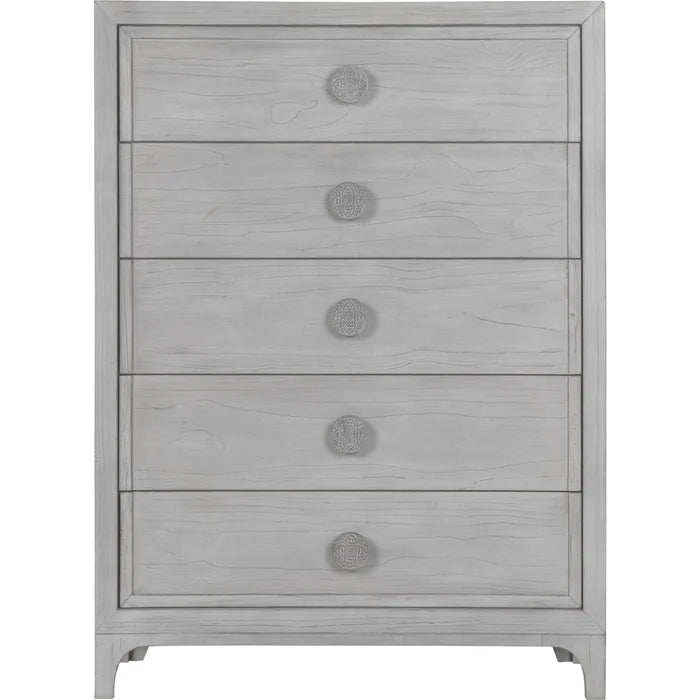 Boho Chic Five-Drawer Chest in Washed White (2024)