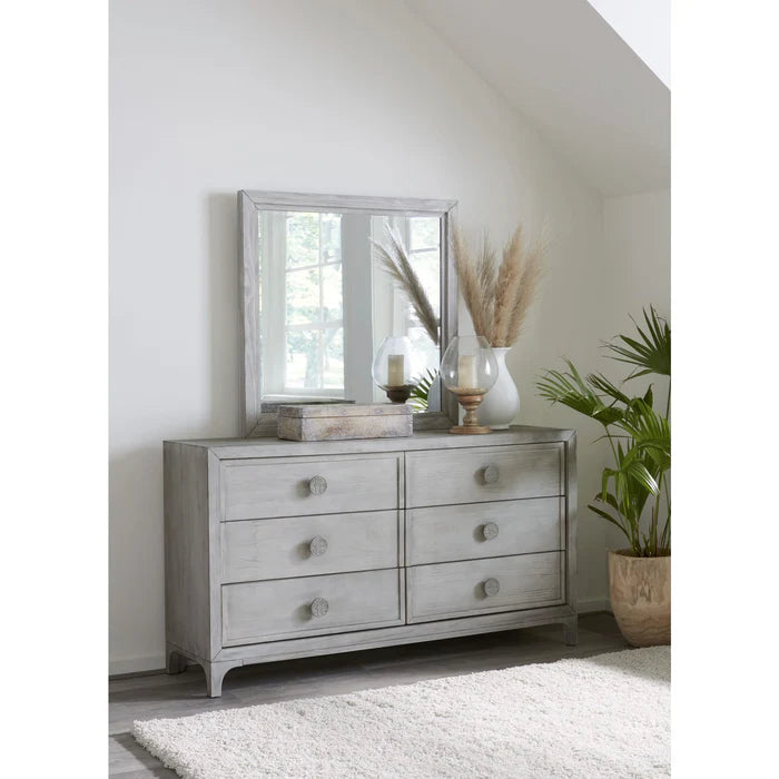 Boho Chic Six-Drawer Dresser in Washed White (2024)