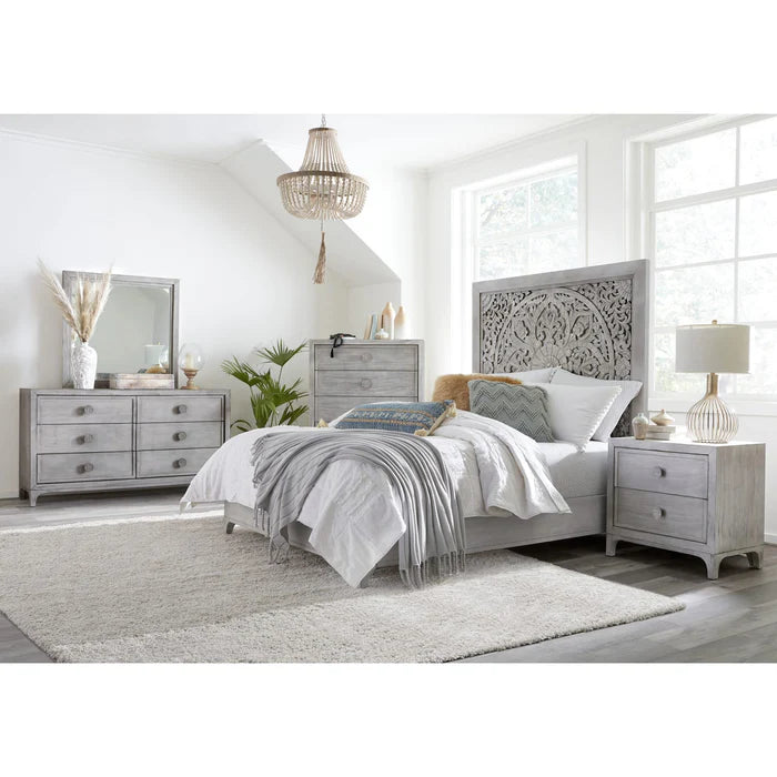 Boho Chic Six-Drawer Dresser in Washed White (2024)