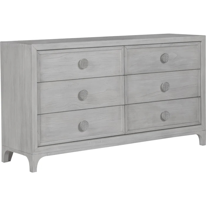 Boho Chic Six-Drawer Dresser in Washed White (2024)