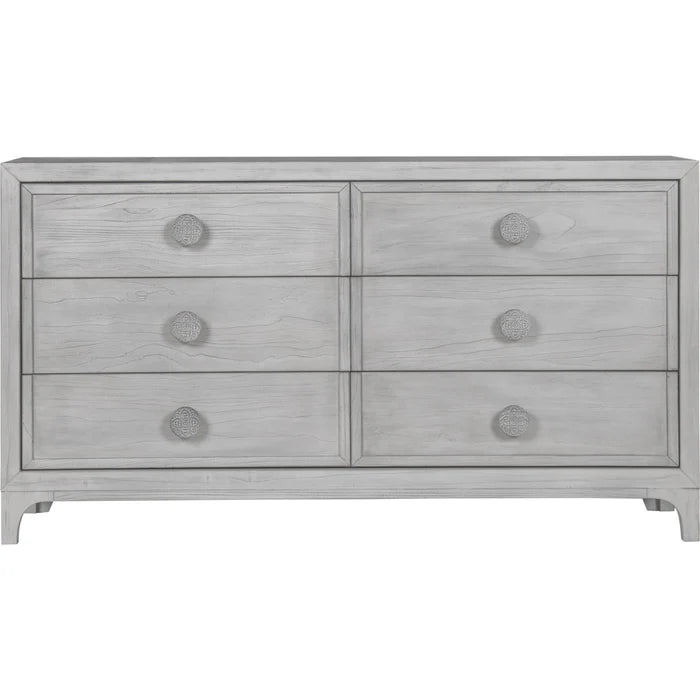 Boho Chic Six-Drawer Dresser in Washed White (2024)