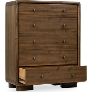 Boka chest of drawers made of acacia wood with five drawers in Impala