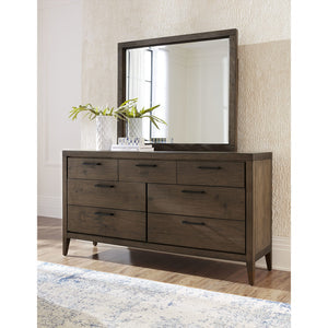 Boracay seven-drawer chest and Mirror in walnut wood, Wild Oats Brown (2024)