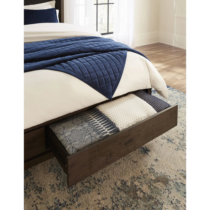 Richmond Upholstered Storage Bedroom Set in Wild Oats Brown