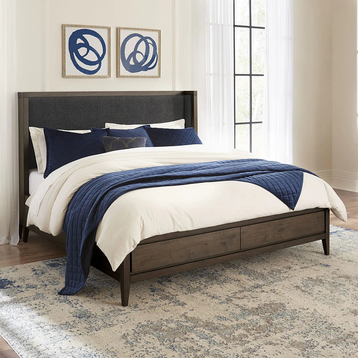 Richmond Upholstered Storage Bedroom Set in Wild Oats Brown