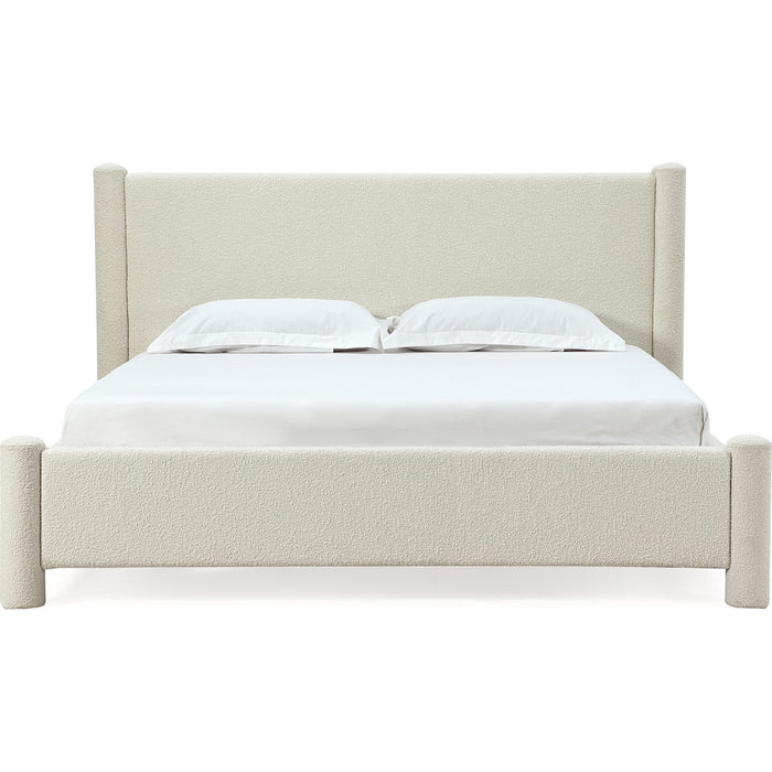 Milan Upholstered Platform Bed in Cottage Cheese Boucle