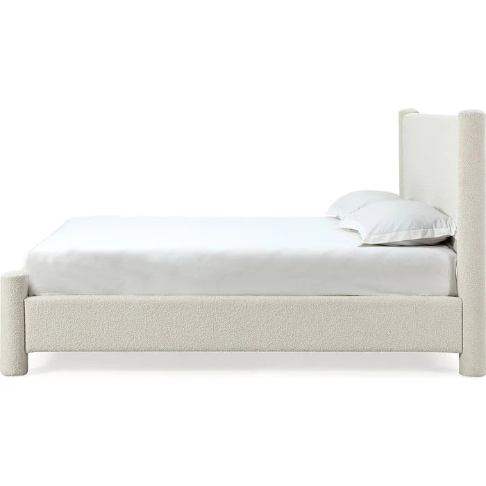 Milan Upholstered Platform Bed in Cottage Cheese Boucle