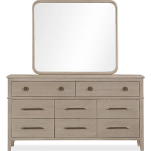 Camden oak chest of drawers with eight drawers and Mirror in Chai