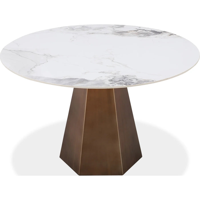 Aspen Stone Top Round Dining Table in Chanelle and Bronze
