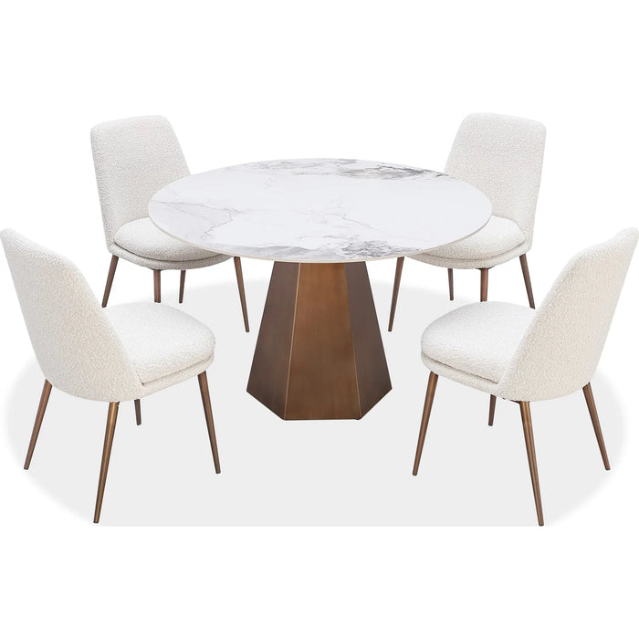 Aspen Stone Top Round Dining Table in Chanelle and Bronze