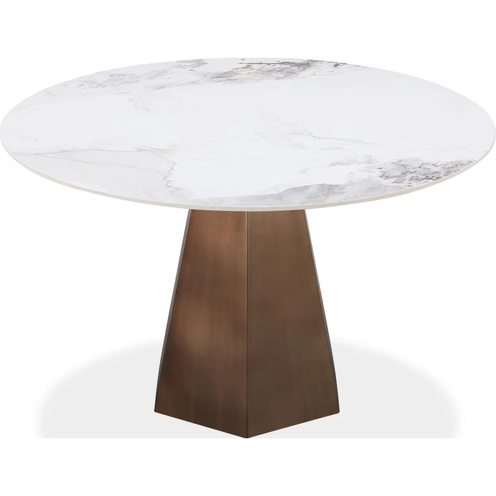 Aspen Stone Top Round Dining Table in Chanelle and Bronze
