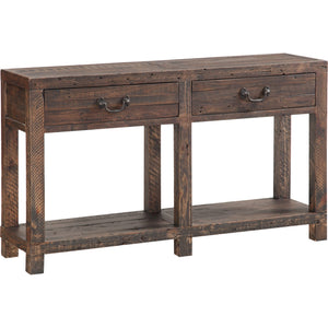 Craster console table made of reclaimed wood in smoky taupe