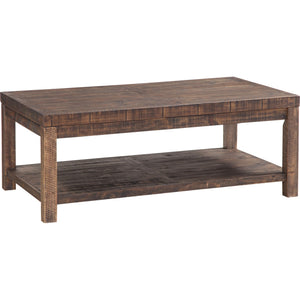 Craster rectangular coffee table made from recycled wood in smoky taupe