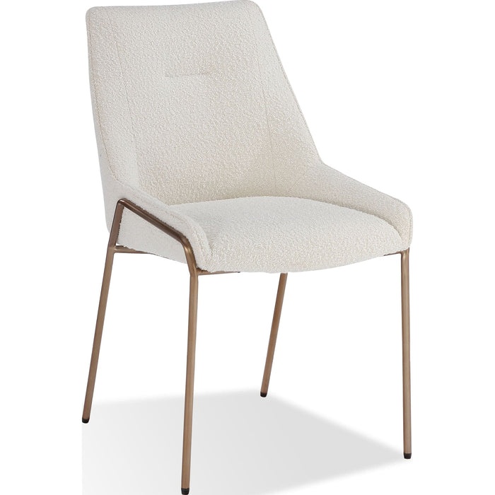 Set of 2 Cyrus upholstered dining chair in cottage cheese bouclé and brushed bronze metal