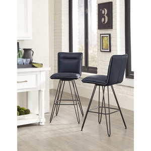 Set of 2 Swivel bar stool Demi Hairpin Leg in cobalt
