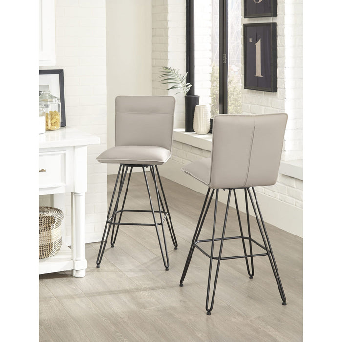 Set of 2 Swivel bar stool Demi Hairpin Leg in Taupe