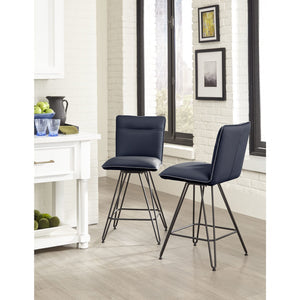 Set of 2 Demi Hairpin Leg Swivel Bar Stool in Cobalt