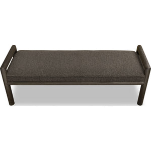 Dorsey Boucle upholstered wooden bench in basalt grey and pumpernickel