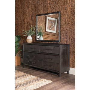 Dorsey six-drawer chest and Mirror in basalt grey