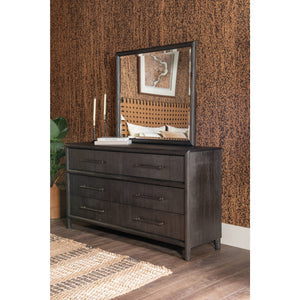 Dorsey six-drawer chest and Mirror in basalt grey