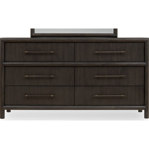 Dorsey six-drawer chest and Mirror in basalt grey