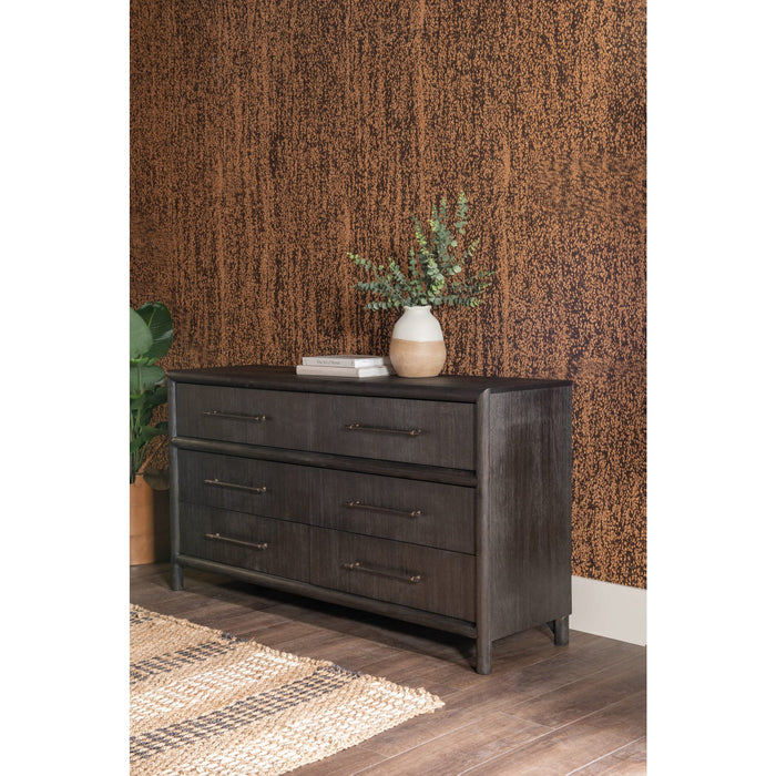 Dorsey six-drawer chest and Mirror in basalt grey
