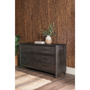 Dorsey six-drawer chest and Mirror in basalt grey