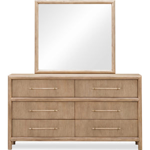 Dorsey six-drawer chest and Mirror in Granola