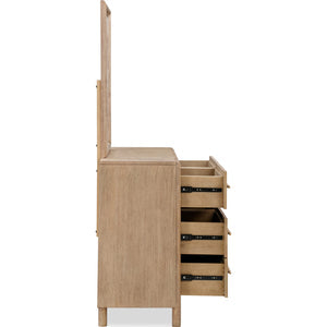 Dorsey six-drawer chest and Mirror in Granola
