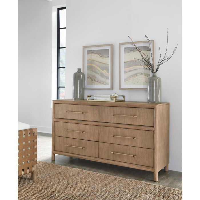 Dorsey six-drawer chest and Mirror in Granola