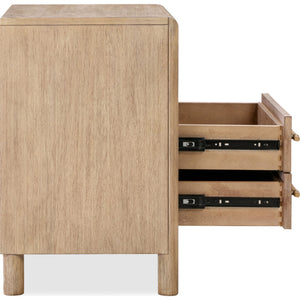 Set of 2 Dorsey bedside table with two drawers and USB charging function in Granola