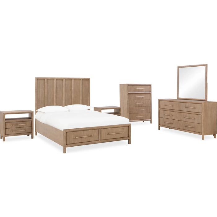 Sivra Natural Acacia Storage Bedroom Set – Modern Textured Wood Design